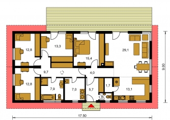 Plan de sol du rez-de-chaussée - BUNGALOW 165